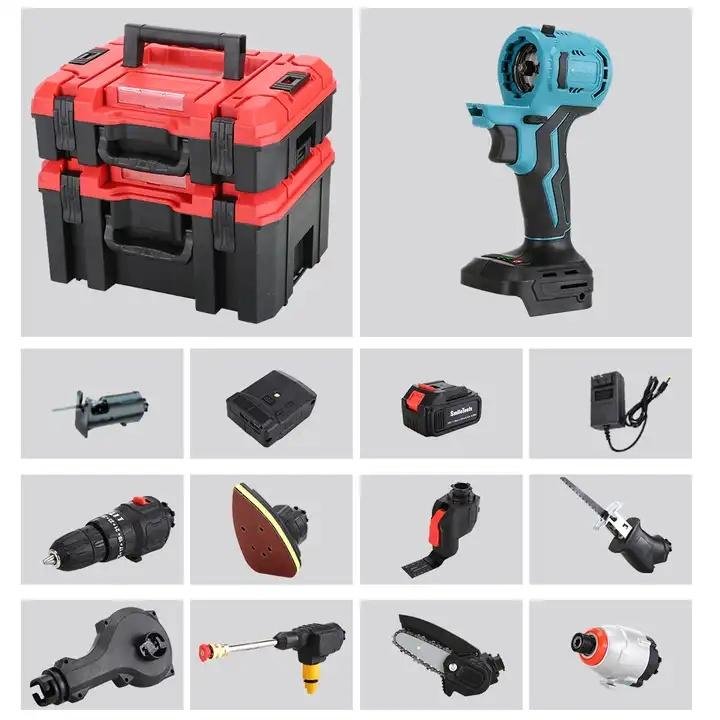 Multi Tools Power Tools Electric Saw Polisher Drill Combo Kit Wrenches Tool Set Box
