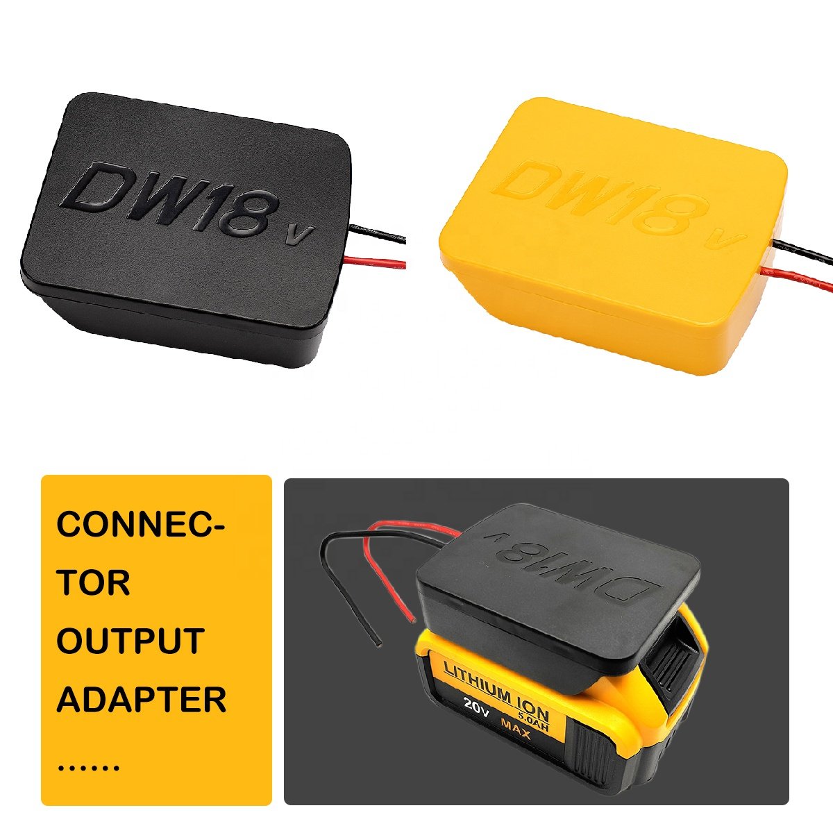 14AWG DIY Wire Li-ion Battery Adapter Connector Compatible for Dewalt 20v Battery DCB200 DCB205 Power Tools Accessories