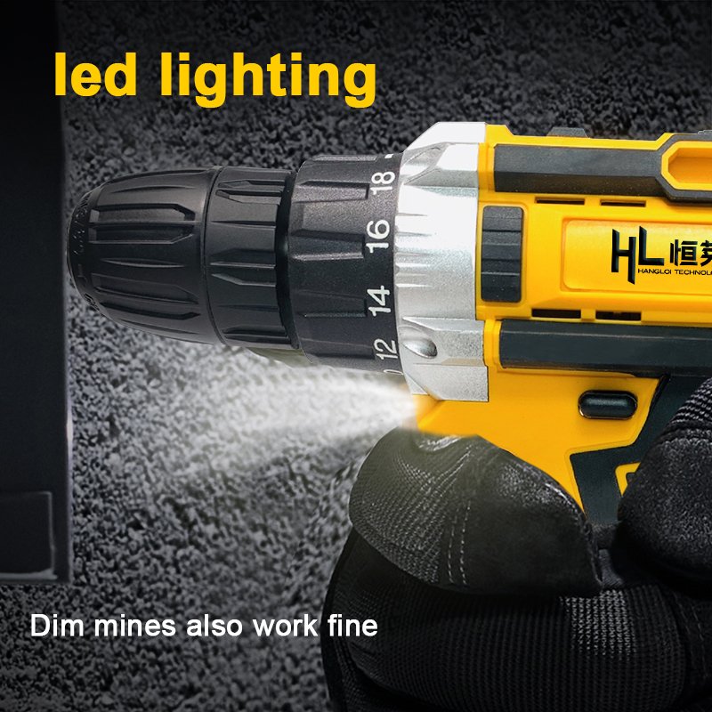 Henglai New models available in stock electric drilling machine power tool cordless impact drill 21V electric mini drill