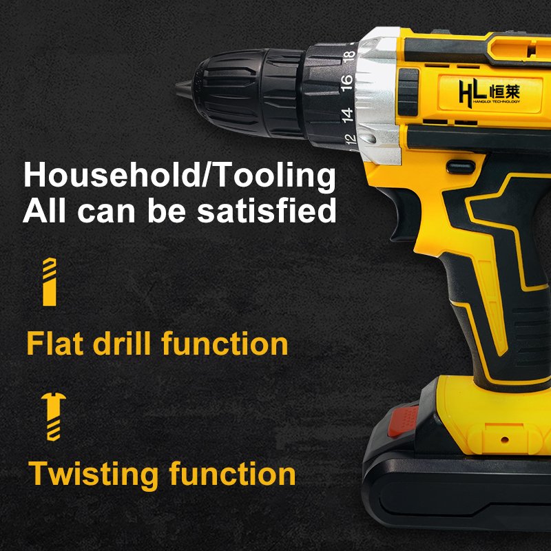 Henglai New models available in stock electric drilling machine power tool cordless impact drill 21V electric mini drill