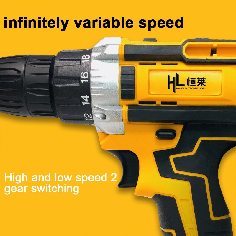 Henglai New models available in stock electric drilling machine power tool cordless impact drill 21V electric mini drill