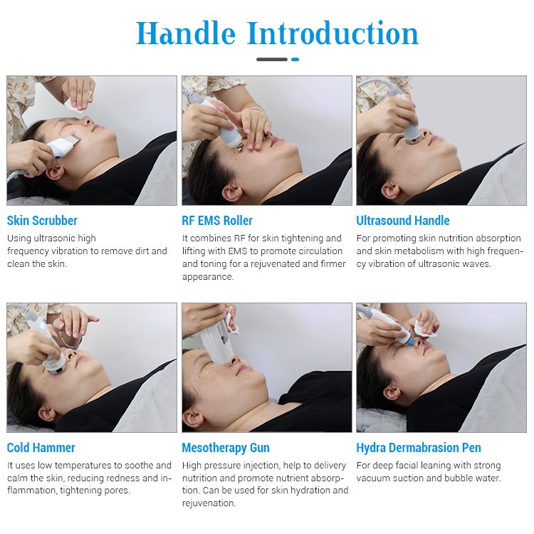 Professional M6 6 in 1 Hydro Dermabrasion Oxygen Facial Machine with Mesotherapy Cold Hammer Skin Rejuvenation Microdermabrasion