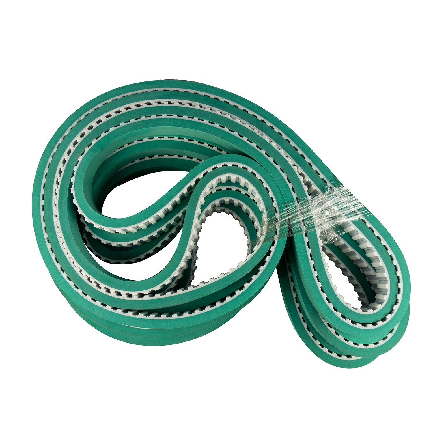 Special processing PU timing belt in coating rubber/PVC/APL customized green pattern coating