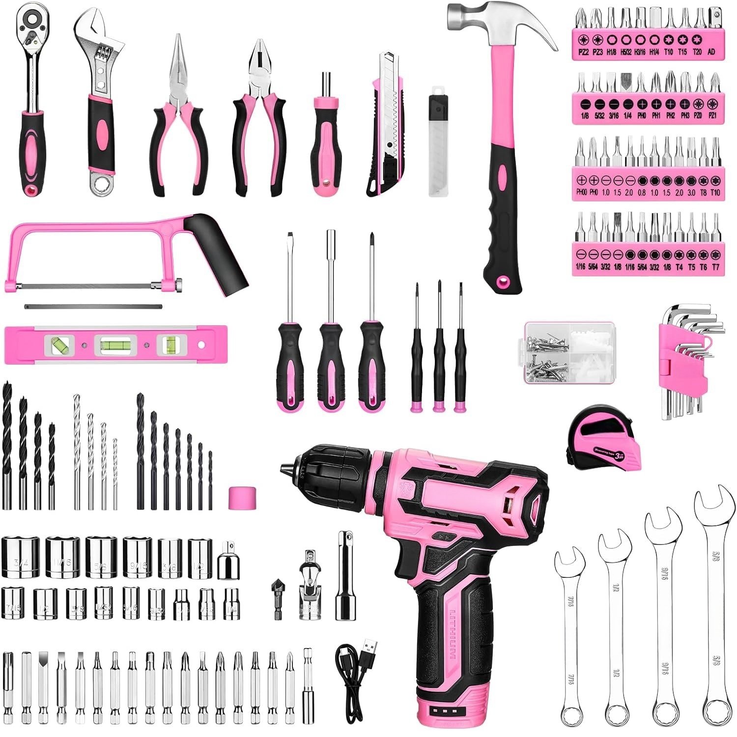 Am-azon Hot Sale Electrical Power Combo Kit Cordless Drill Machine Set Other Hand Wrench Tool Box Set Tools Kit Power Tool Sets
