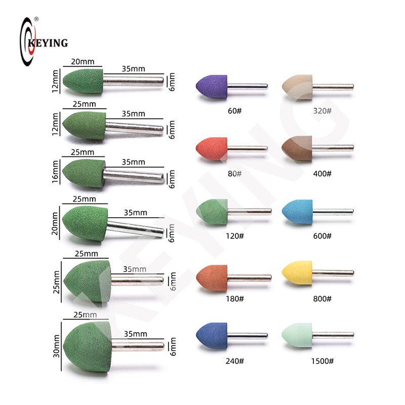 Abrasive 6mm Shank Cylindrical and Conical Polishing Head AO for Metal Removing Paint in Stainless Steel and Grinding Wheel
