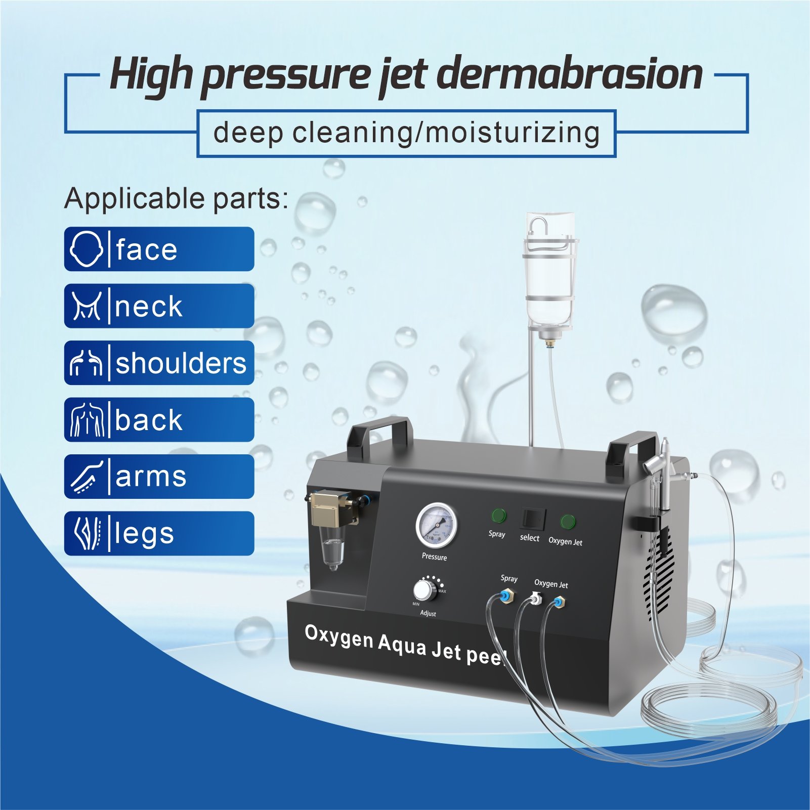 Professional 2 / 4 in 1 Oxygen Jet Water Peeling Oxygen Hydradermabrasion Jet Peel Machine