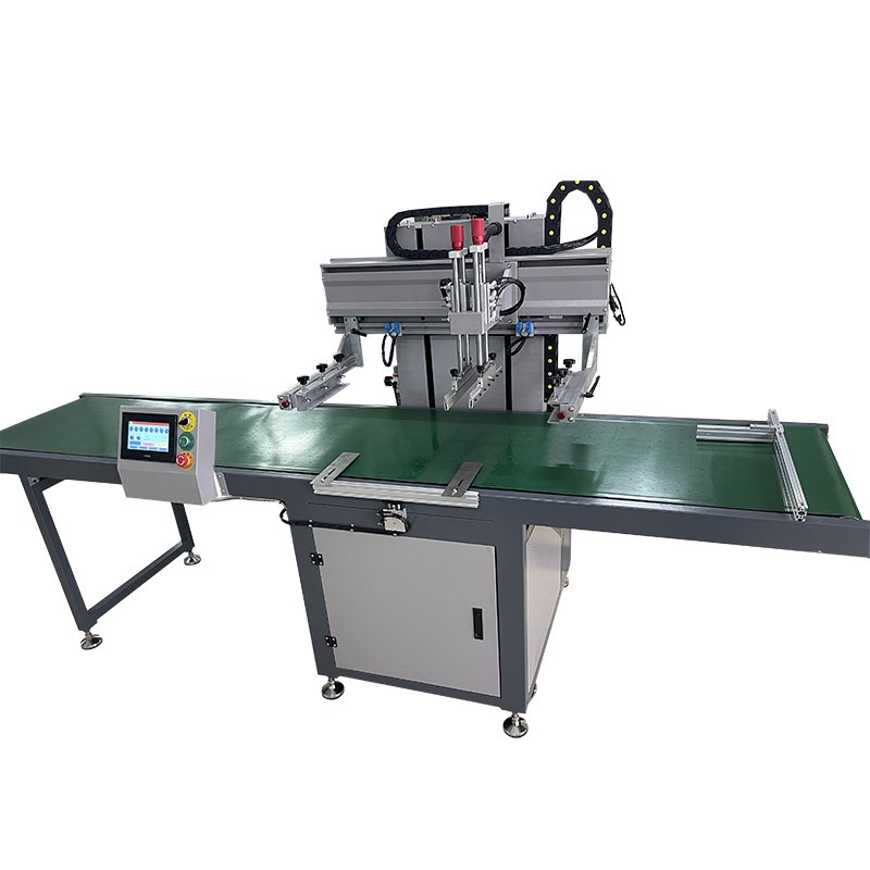Automatic pneumatic flatbed Screen Printing Machine with PVC transmission belt for Plastic bags/Non woven bags/Paper bags