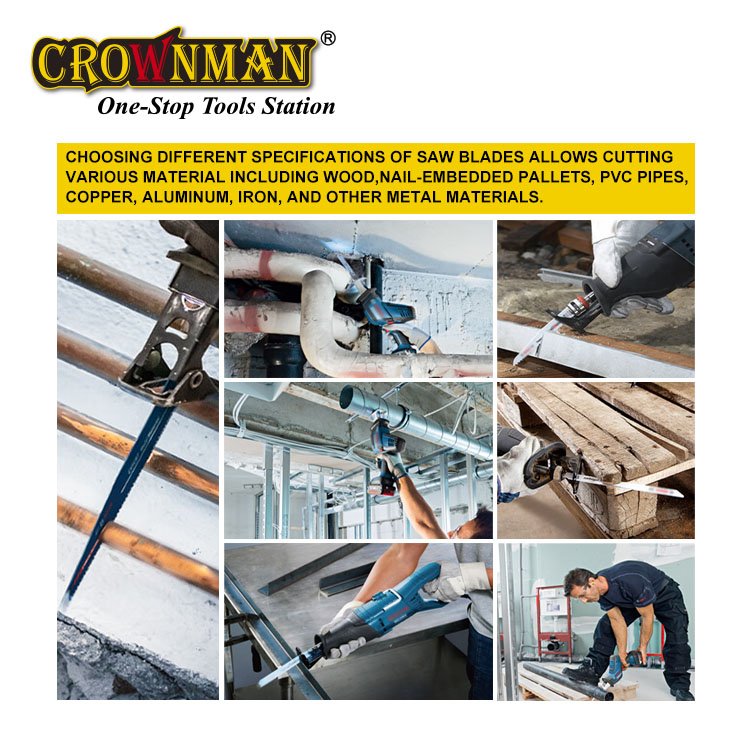 CROWNMAN Power Tools Accessories 10pcs 6"/9" Reciprocating Saw Blades For Wood/Plastic Metal Fast Cutting