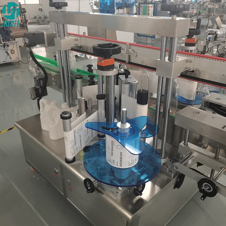 Industrial Automatic Flat Label Applicator 2 Two Dual Double Side Head Labeling Machine for Square Box Food Container Coconut