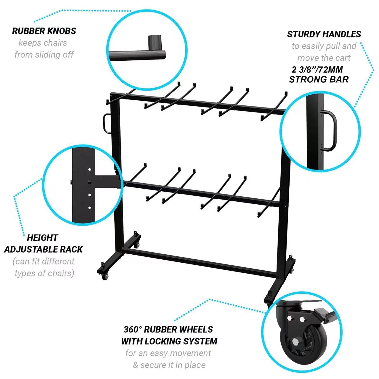 Metal Frame Chair Carts Trolley to Carry Folding Chairs Outdoor Furniture Banquet Stacking Folding Chair Trolley