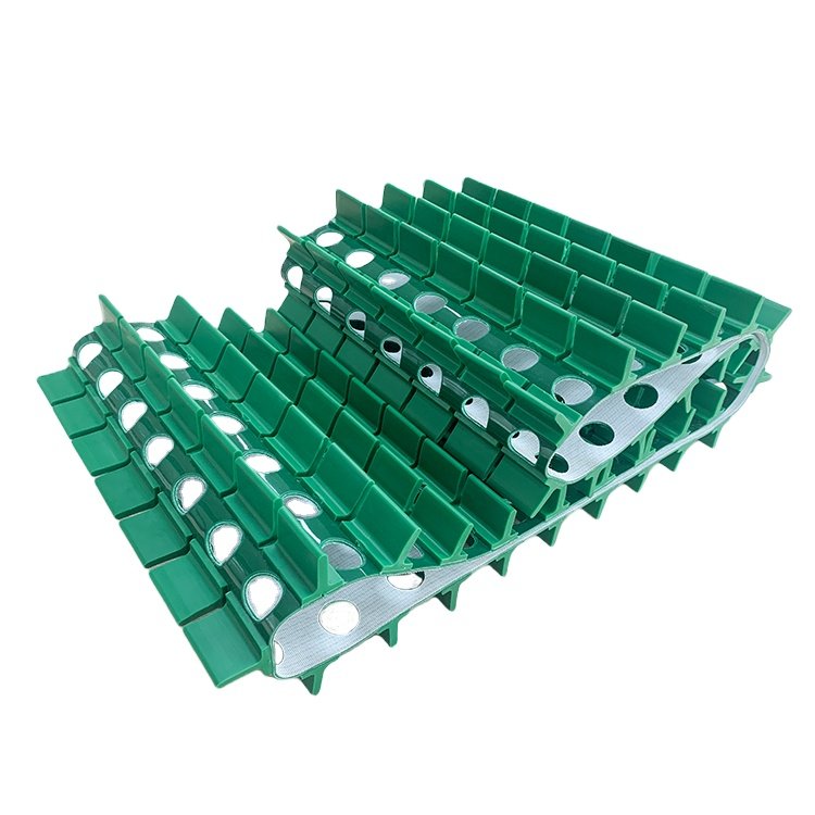 Manufacturer customized punching holes added baffle green PVC sidewall conveyor belt