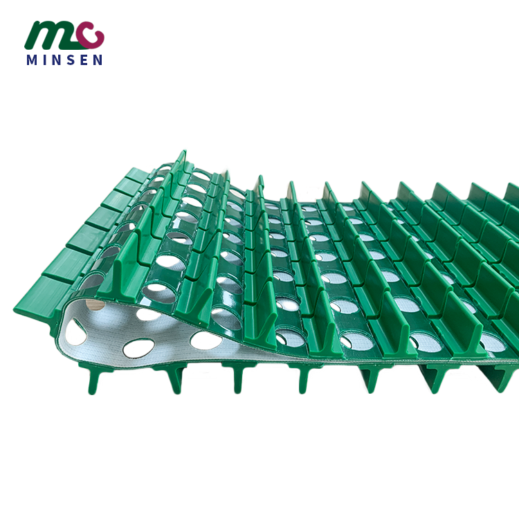 Manufacturer customized punching holes added baffle green PVC sidewall conveyor belt