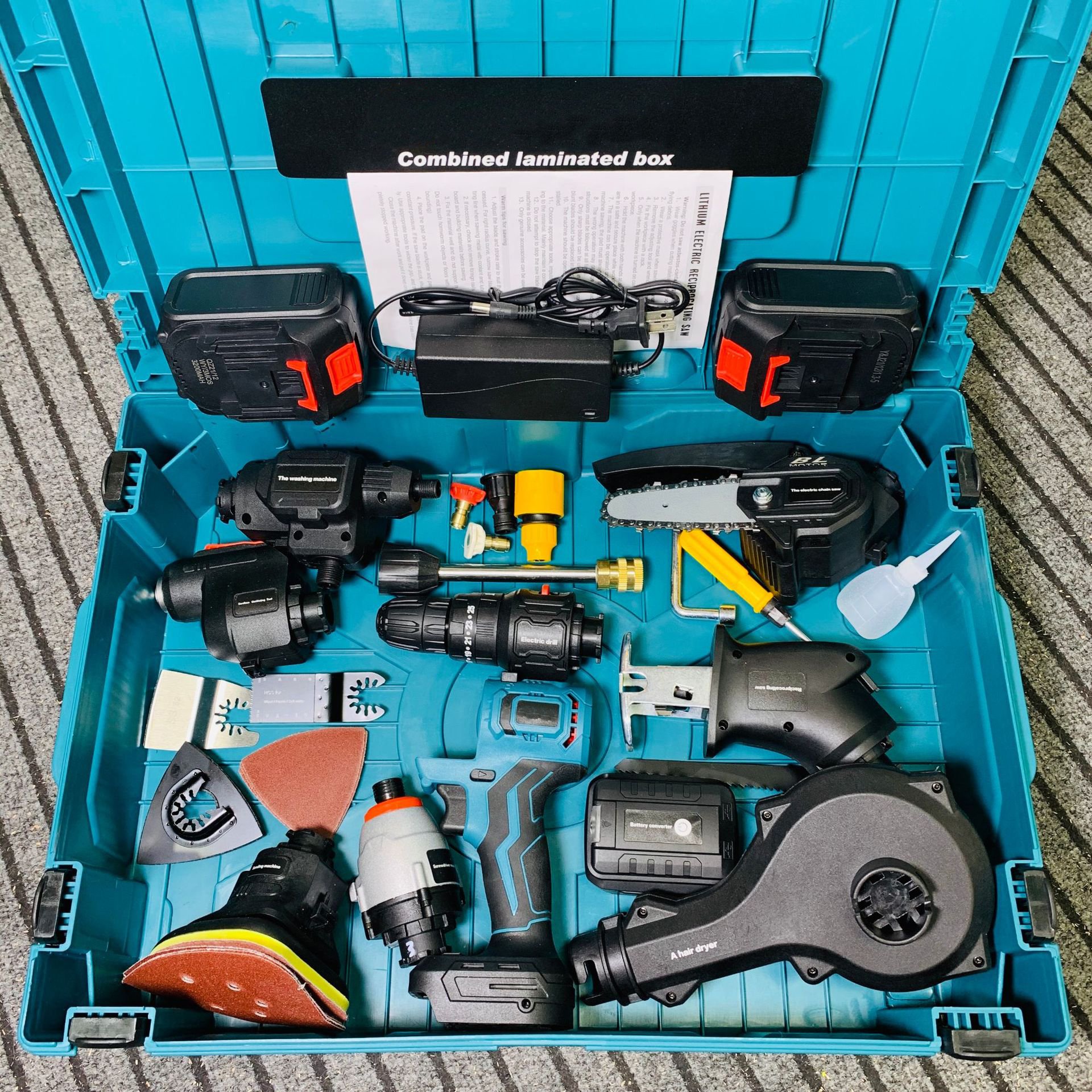 18v Electrician Cordless Lithium-ion Battery Drill Set Impact Wrench Combo Power Tools Kits