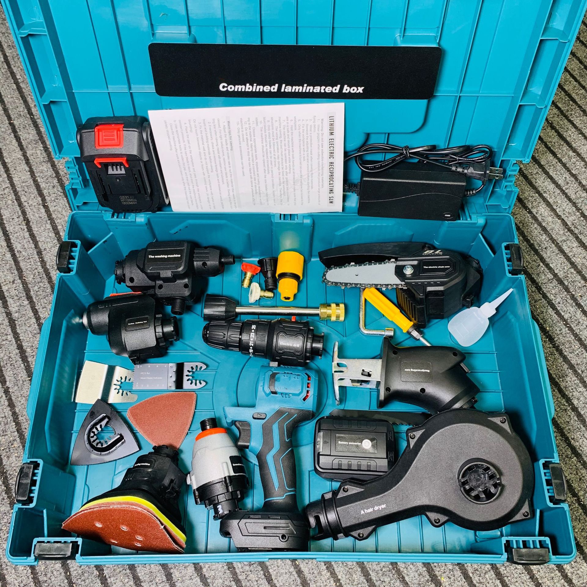 18v Electrician Cordless Lithium-ion Battery Drill Set Impact Wrench Combo Power Tools Kits