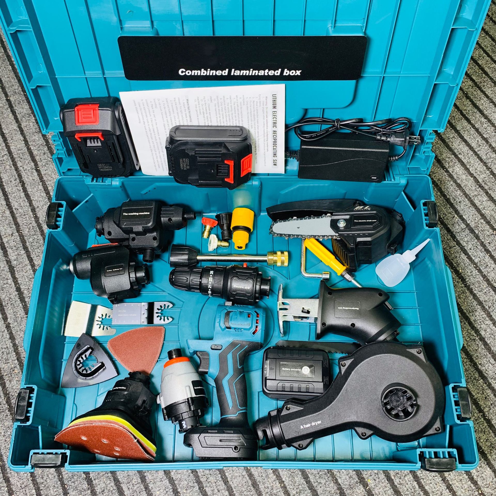 18v Electrician Cordless Lithium-ion Battery Drill Set Impact Wrench Combo Power Tools Kits