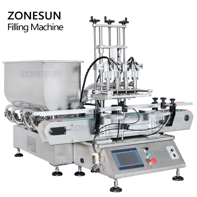 ZONESUN ZS-DTGT4T Desktop 4 Heads Piston Pump Paste Automatic Cheese Penumatic Filling Machine