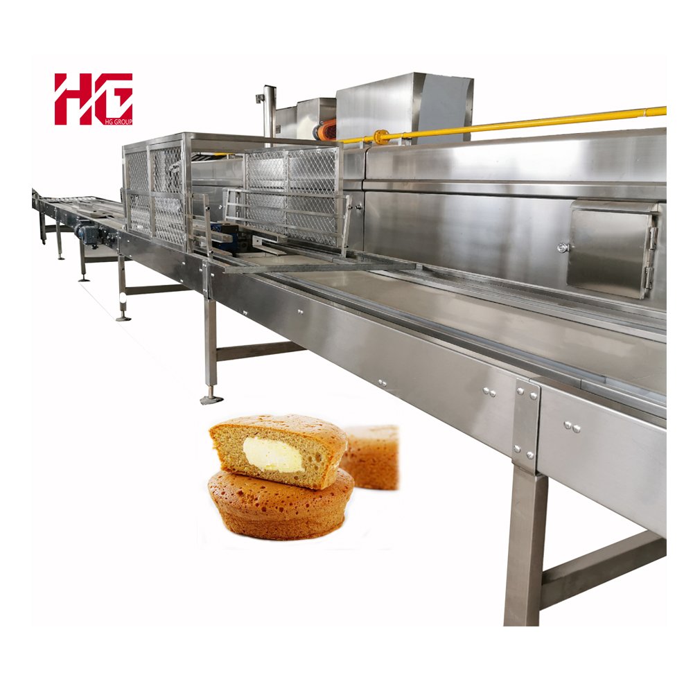 HG Fully Auto PLC Control Food Cupcake Production Line Complete Cake Baking Equipment Whole Set Cake Production Line