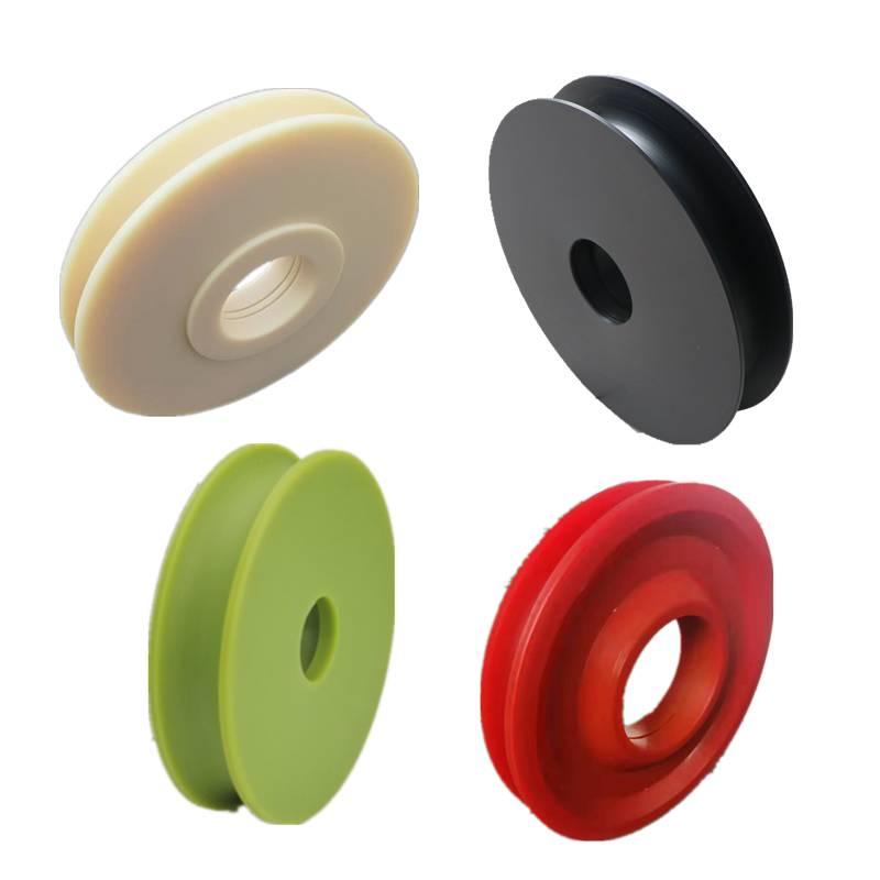 Black plastic nylon sheave pulley roller with bearings MC nylon transmission part flat belt drive pulley wheel