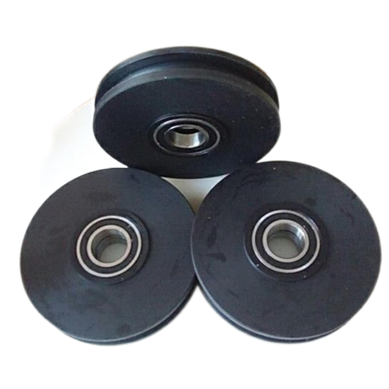 Black plastic nylon sheave pulley roller with bearings MC nylon transmission part flat belt drive pulley wheel