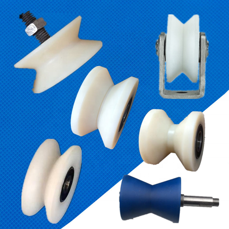 Black plastic nylon sheave pulley roller with bearings MC nylon transmission part flat belt drive pulley wheel