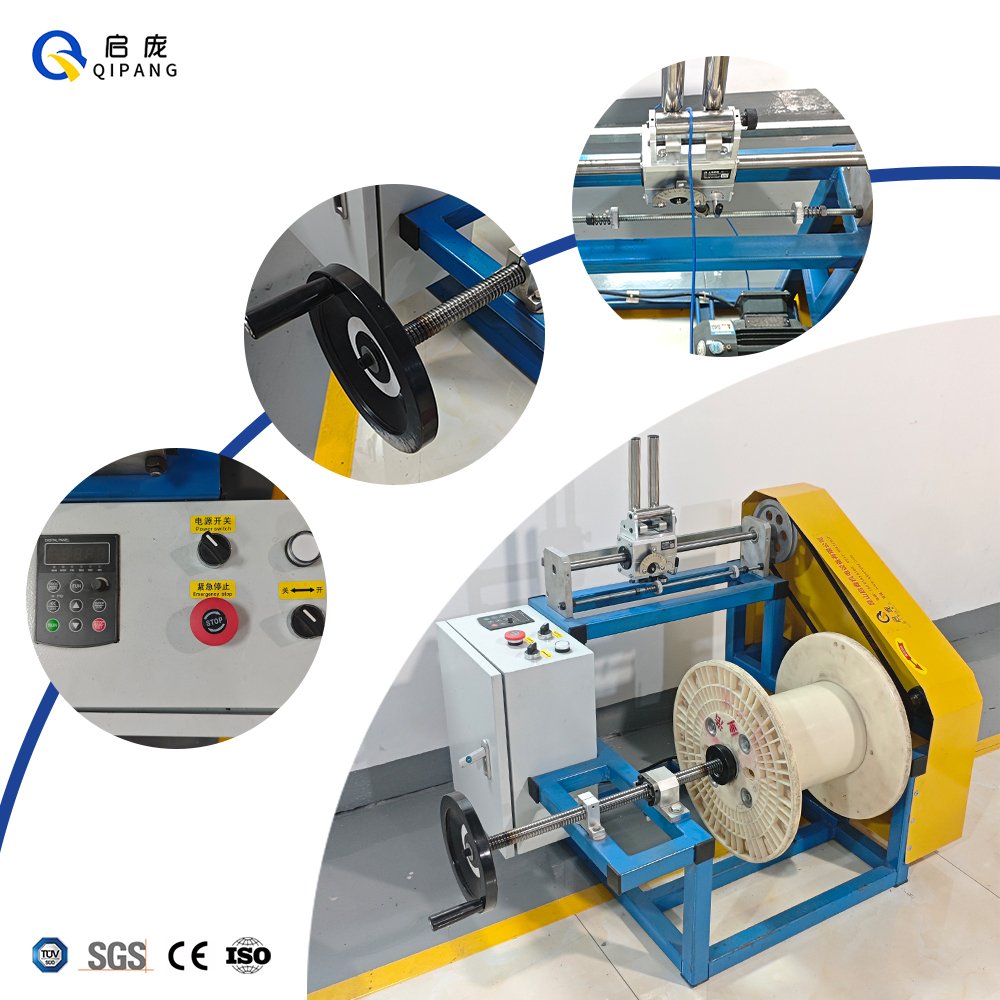QIPANG Small Spool Winding Machine Copper Wire Take-up & Pay-Out Machinery High Speed Automatic Traversing Rewinding Machine
