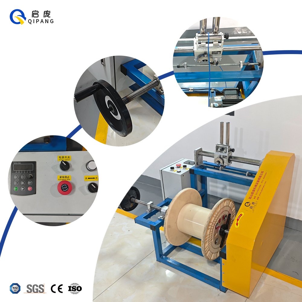 QIPANG Small Spool Winding Machine Copper Wire Take-up & Pay-Out Machinery High Speed Automatic Traversing Rewinding Machine