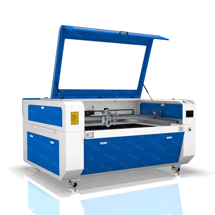 LaserMen double heads design hybrid co2 laser machine / wood and carbon steel lazer cutting / stone acrylic glass laser engraver