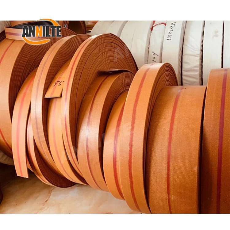 Annilte yellow rubber canvas flat tape flat belt industrial lifting belt rubber flat drive belt