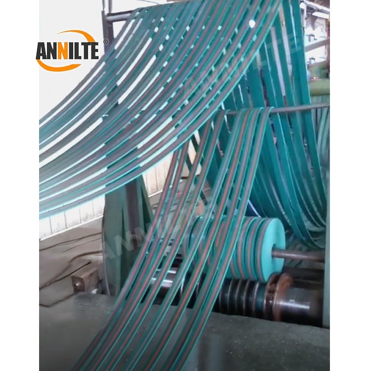 Annilte yellow rubber canvas flat tape flat belt industrial lifting belt rubber flat drive belt