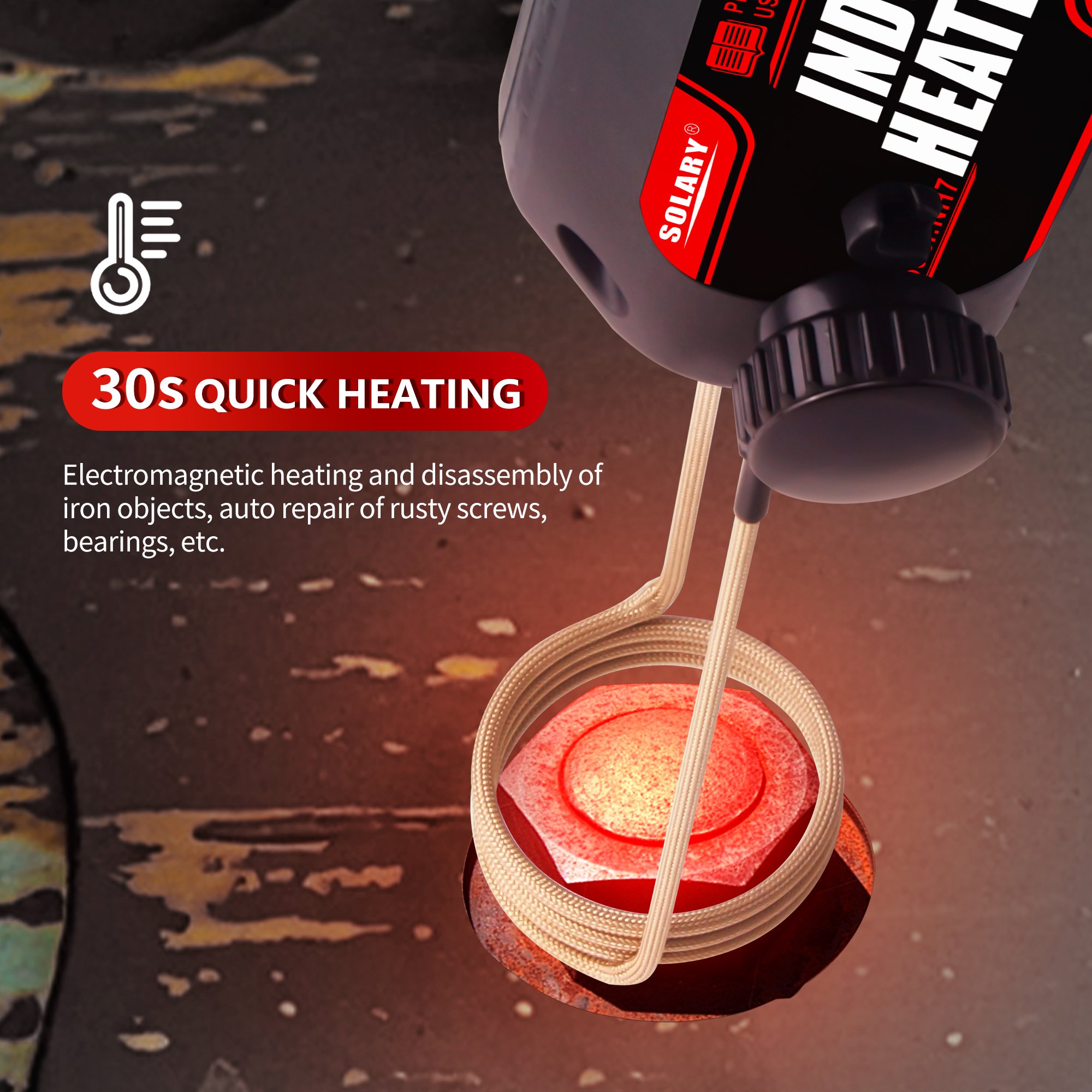 H15 High Efficiency 1500W Handheld Induction Heater for Automotive Repair, No Flame Portable Design