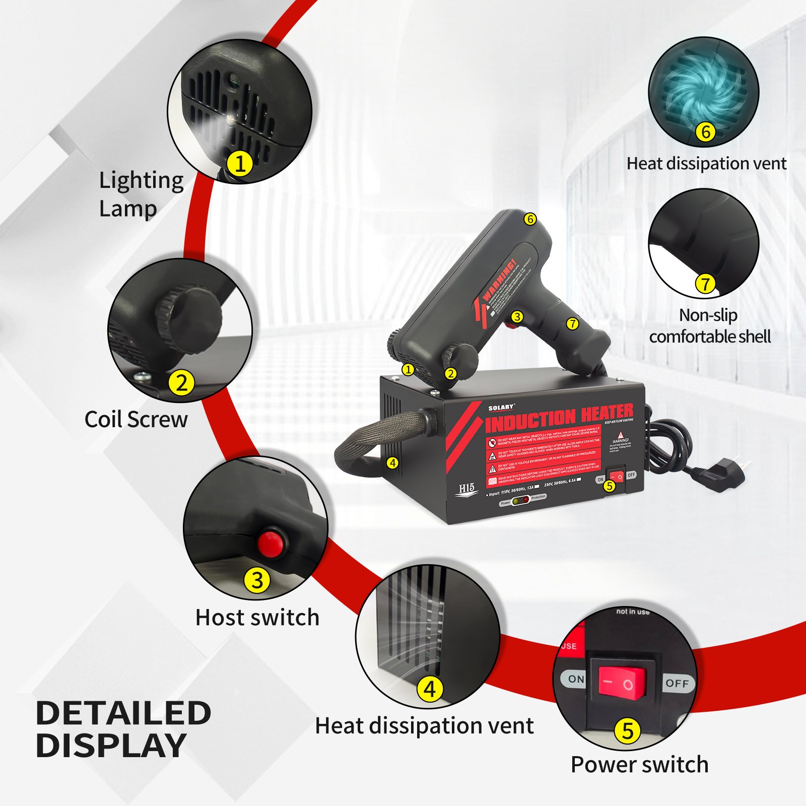 H15 High Efficiency 1500W Handheld Induction Heater for Automotive Repair, No Flame Portable Design