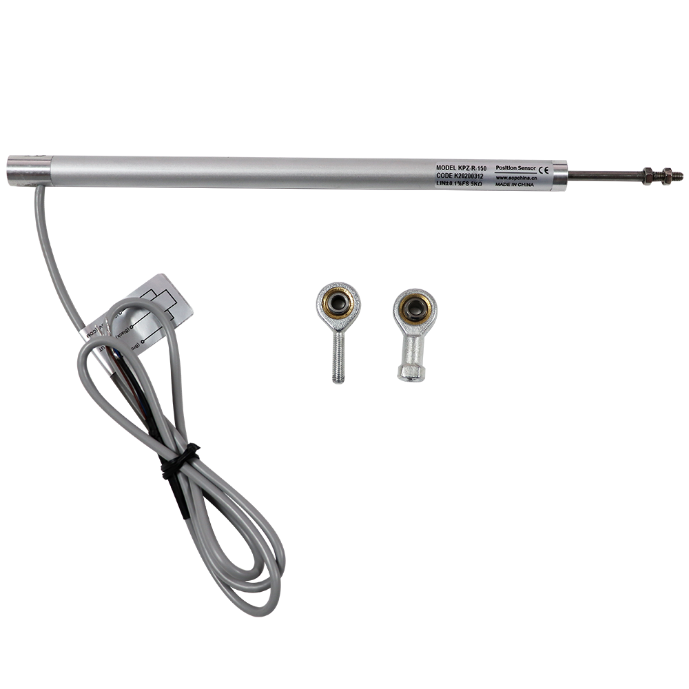 KPZ 150mm stroke length 12mm diameter potentiometric linear displacement sensor with both rod end bearings