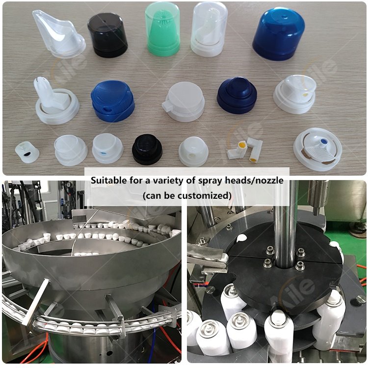 Full Automatic Iron Aluminium Aerosol Can Body Actuator Spray Paint Spray Nozzle Feeding Machine for Aerosol Assembly Line