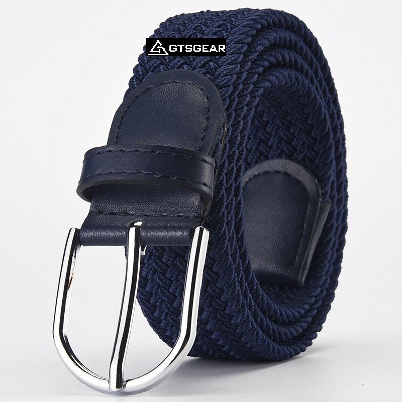 BLT68 A16 Adjustable Polycolor Comfortable Men Women Casual Knitted Pin Buckle Woven Canvas Elastic Expandable Stretch Belts