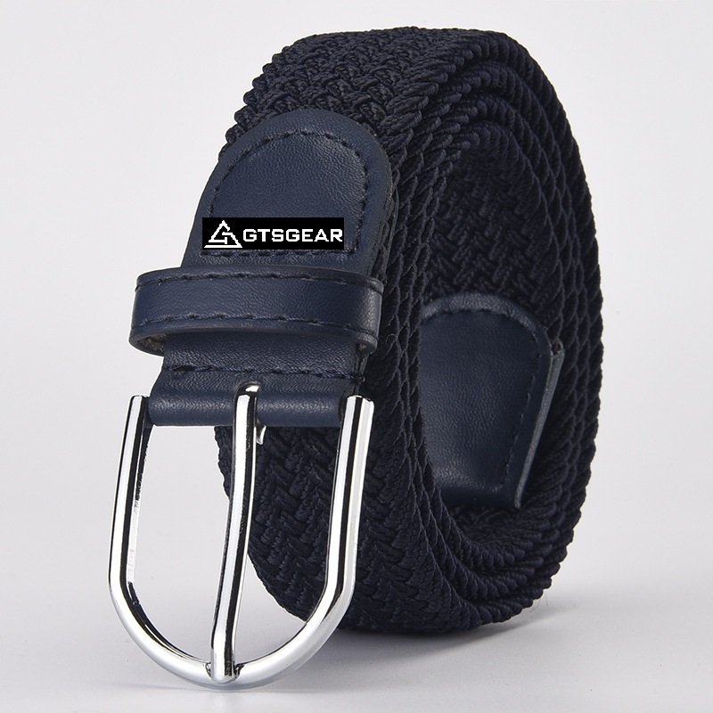 BLT68 A16 Adjustable Polycolor Comfortable Men Women Casual Knitted Pin Buckle Woven Canvas Elastic Expandable Stretch Belts