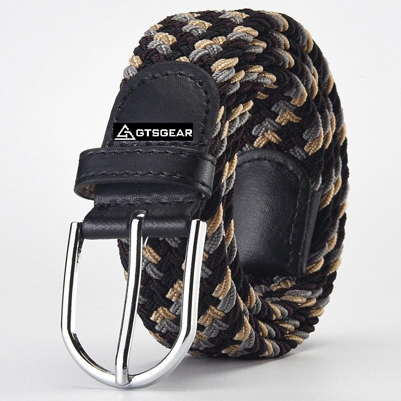 BLT68 A16 Adjustable Polycolor Comfortable Men Women Casual Knitted Pin Buckle Woven Canvas Elastic Expandable Stretch Belts