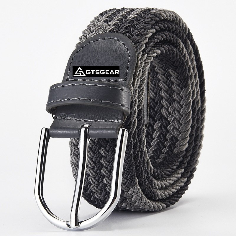 BLT68 A16 Adjustable Polycolor Comfortable Men Women Casual Knitted Pin Buckle Woven Canvas Elastic Expandable Stretch Belts