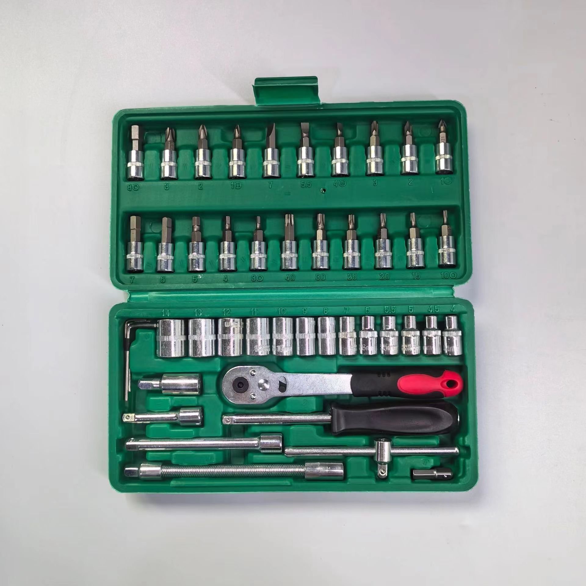 Wholesale Household Hardware Tools Set of 46pcs 1/4" Small Socket Wrench Set Car Repairing Tool Box Kit