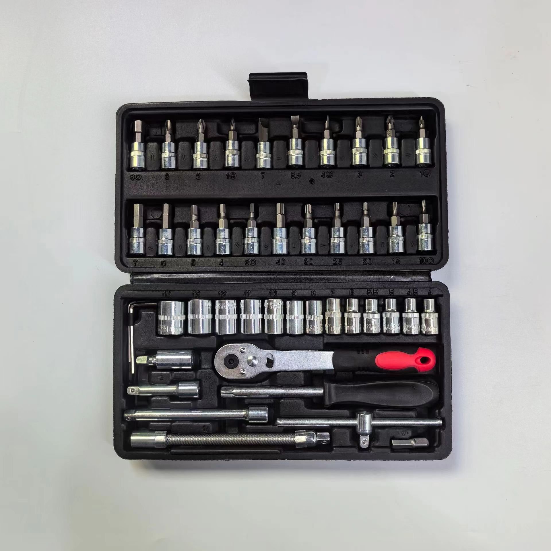 Wholesale Household Hardware Tools Set of 46pcs 1/4" Small Socket Wrench Set Car Repairing Tool Box Kit