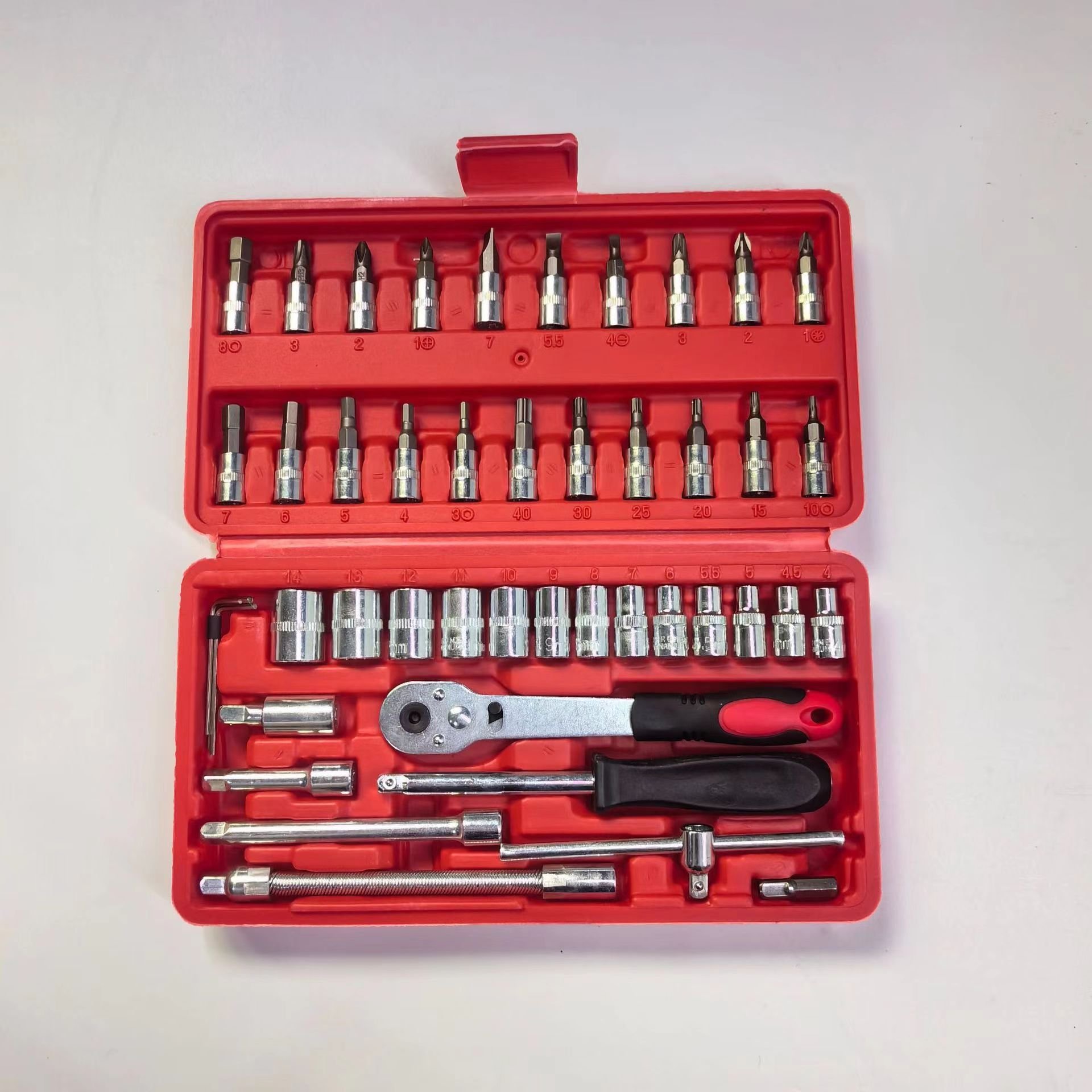 Wholesale Household Hardware Tools Set of 46pcs 1/4" Small Socket Wrench Set Car Repairing Tool Box Kit