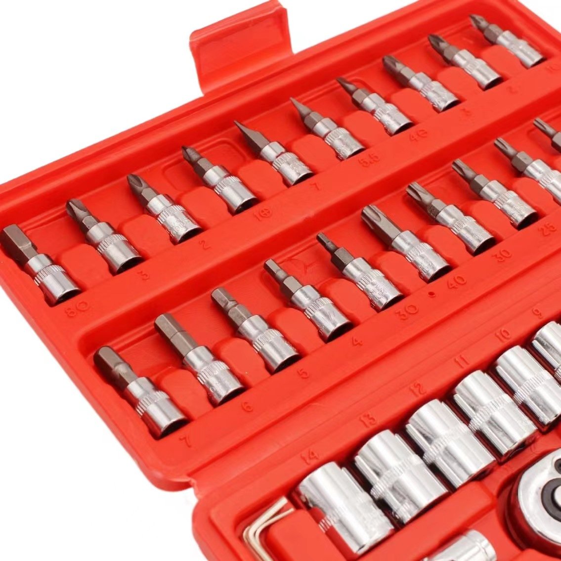 Wholesale Household Hardware Tools Set of 46pcs 1/4" Small Socket Wrench Set Car Repairing Tool Box Kit