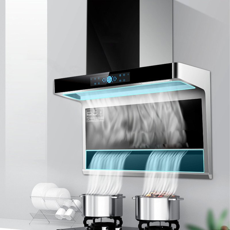 Screen Touch Electrical Range Hood Integrated Double Motor Range Hood SS Chimney MAXKY Kitchen Copper Motor Stainless Steel 200