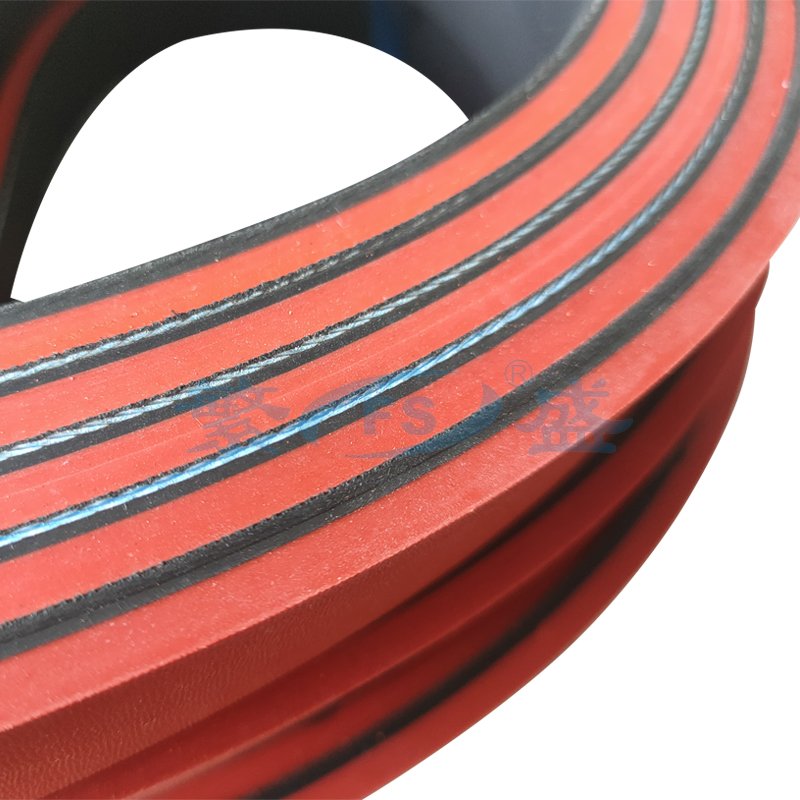 Red coating Rubber Flat Belt 40 shore A seamless rubber Transmission belt For Paste box Machine
