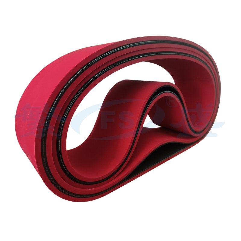 Red coating Rubber Flat Belt 40 shore A seamless rubber Transmission belt For Paste box Machine