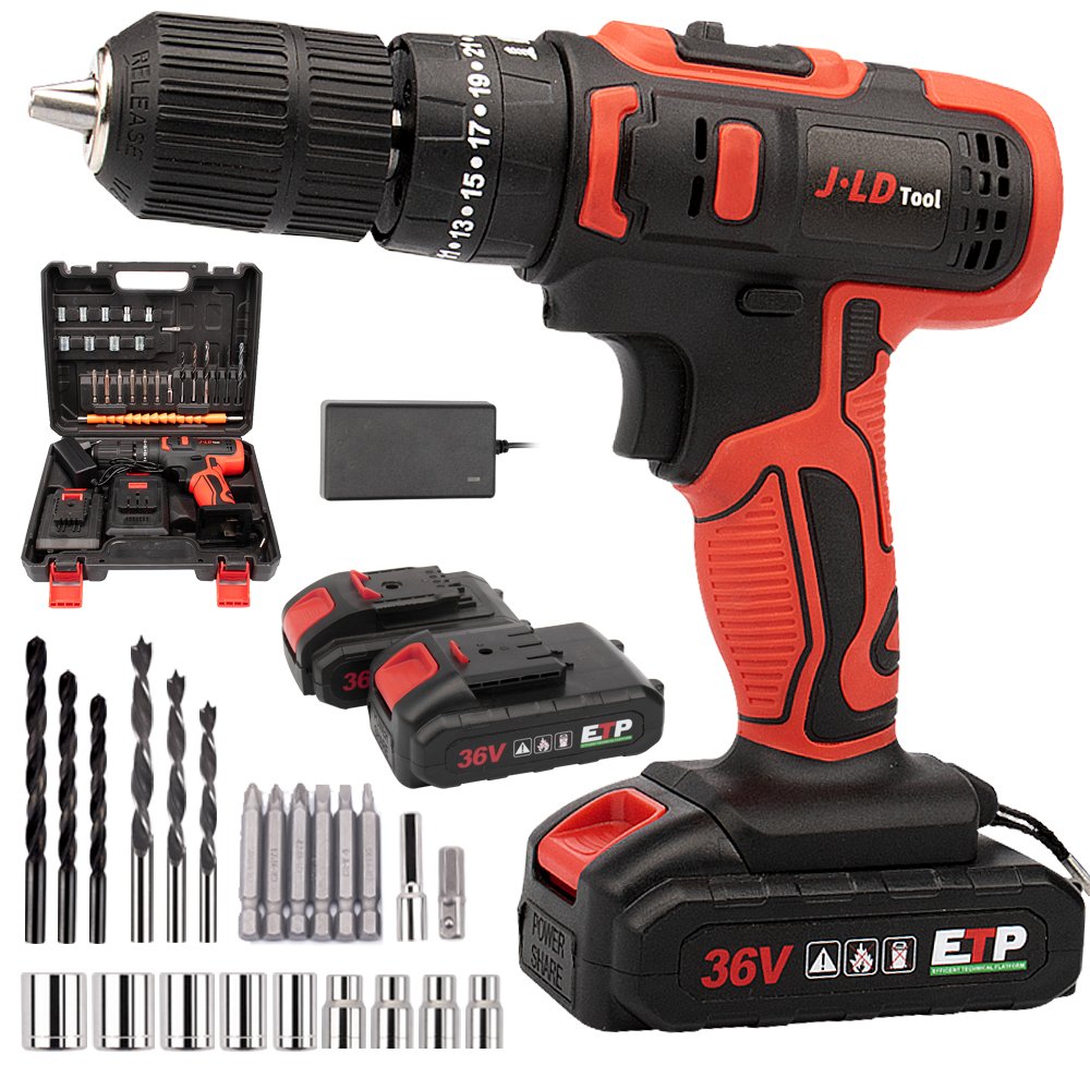21V High Torque Portable Cordless Drill Set Wireless Battery Power Impact Drills Rechargeable Home Electric Screwdriver Kits