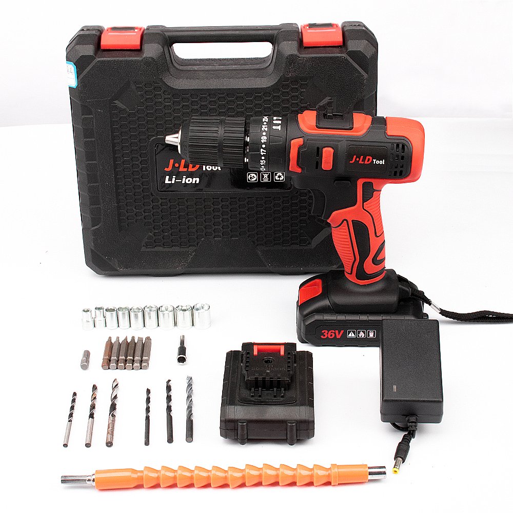 21V High Torque Portable Cordless Drill Set Wireless Battery Power Impact Drills Rechargeable Home Electric Screwdriver Kits