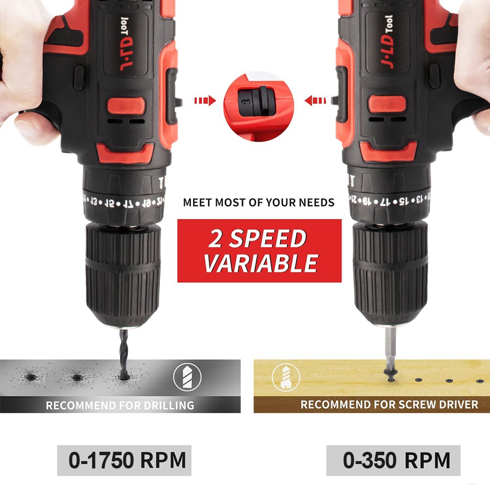 21V High Torque Portable Cordless Drill Set Wireless Battery Power Impact Drills Rechargeable Home Electric Screwdriver Kits
