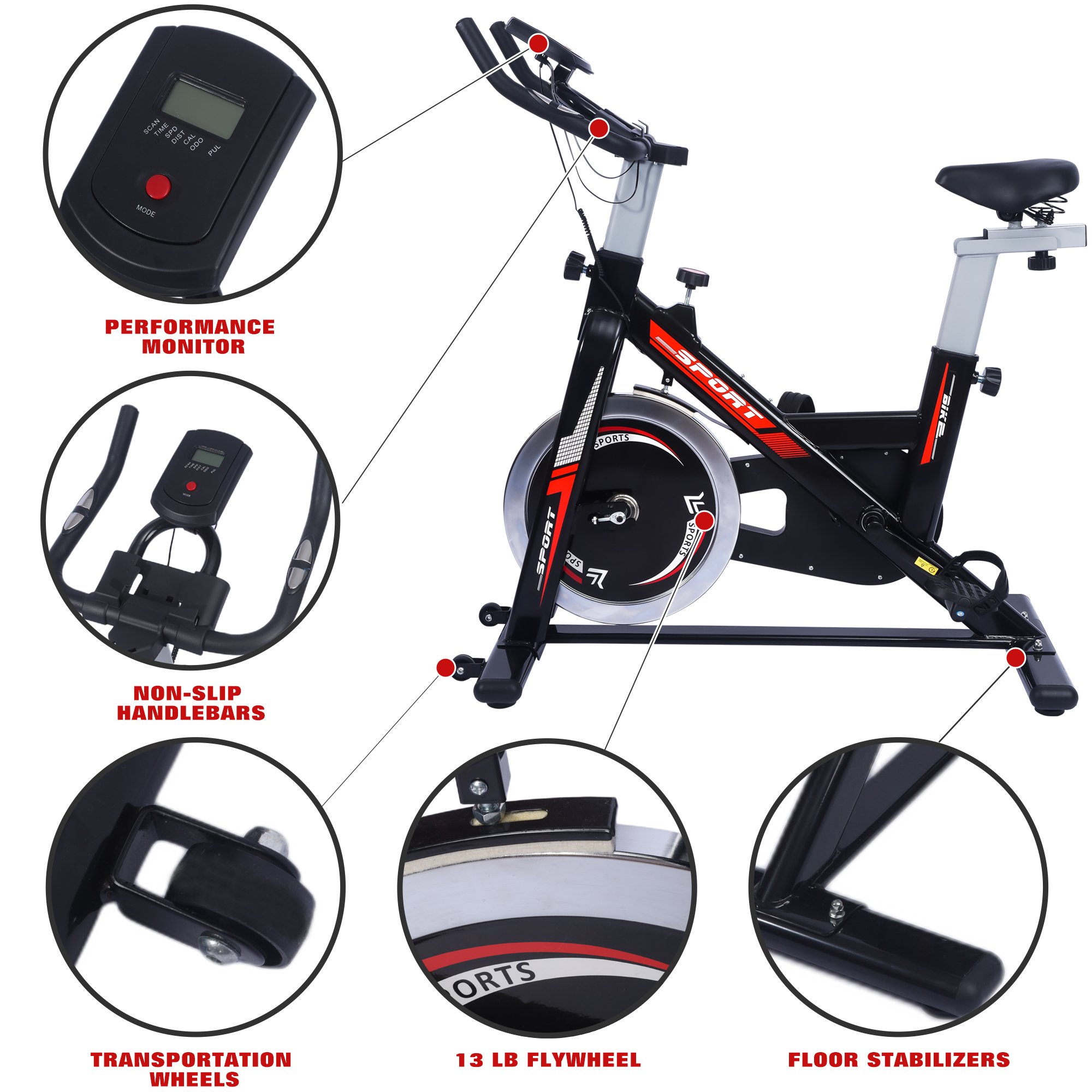Professional Spinning Bike Bicycle Silent Cycling Spin Gym Stationary Bike for Exercise for Home Indoor Fitness Equipment