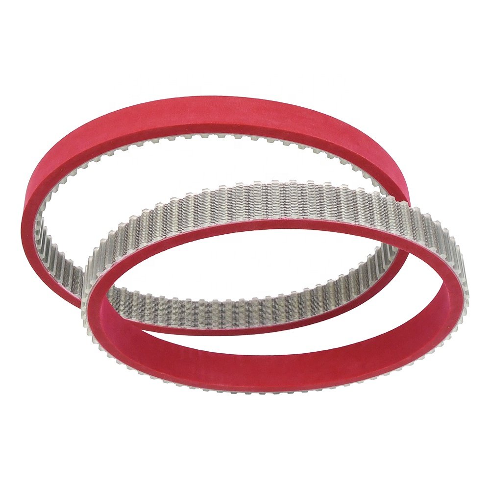 Factory machinery polyurethane timing teeth belt transmission vulcanized rubber coated belt packing machine with red rubber