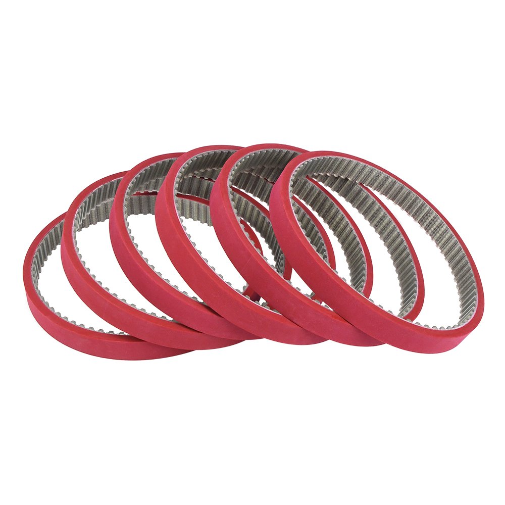 Factory machinery polyurethane timing teeth belt transmission vulcanized rubber coated belt packing machine with red rubber